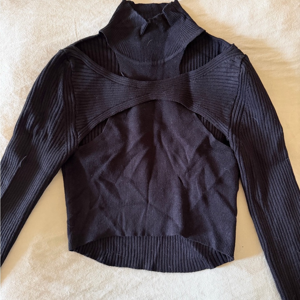 Urban Outfitters Black Cutout Turtleneck Sweater
